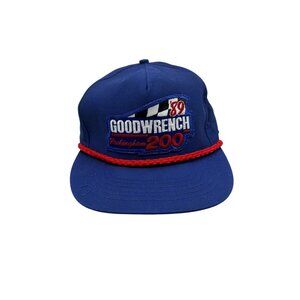 Vintage 1989 USA MADE Goodwrench NASCAR Patch Trucker Hat Snapback Cap Blue Vtg.